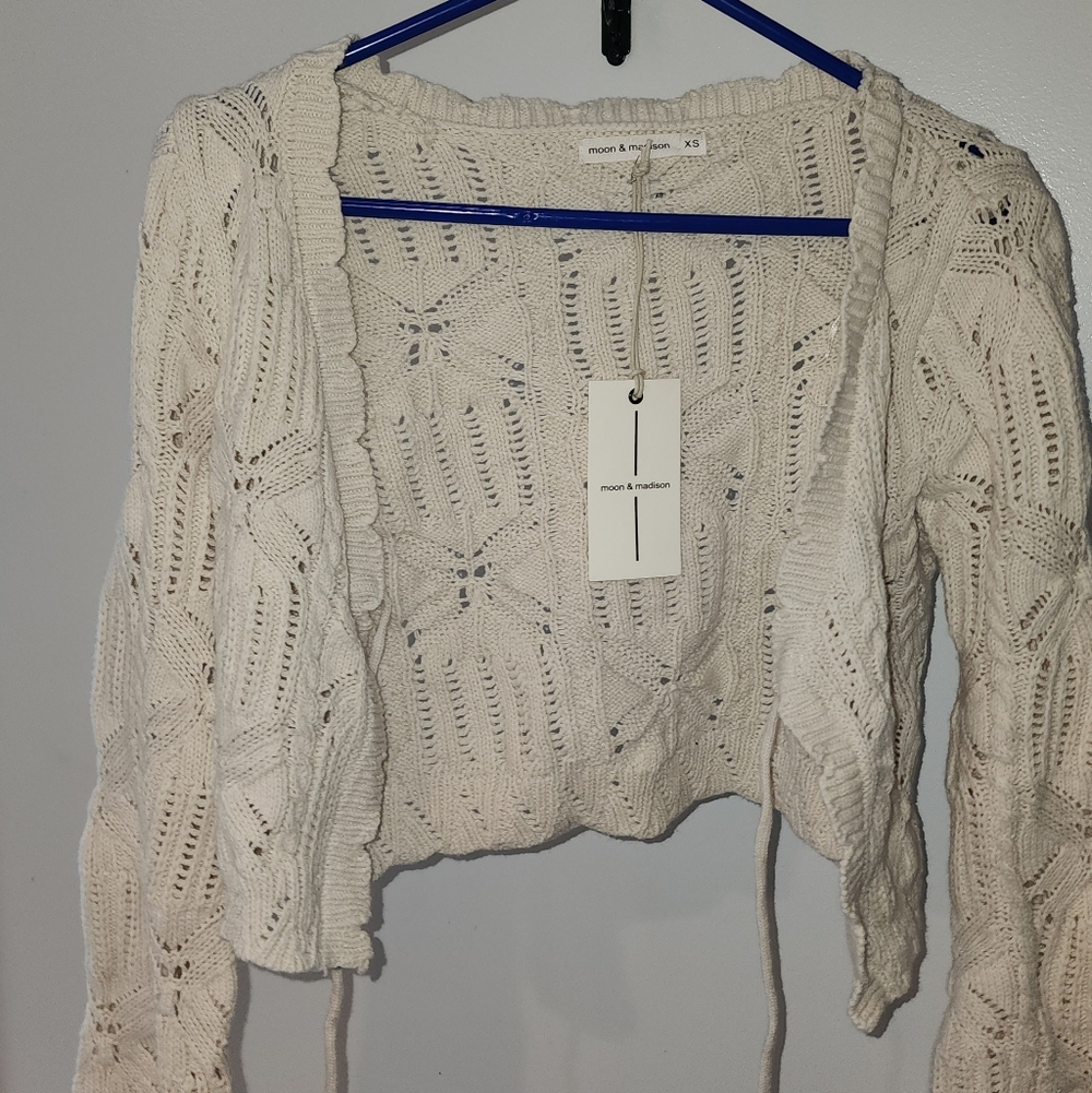 moon & madison Cream Knit Cowl Sweater